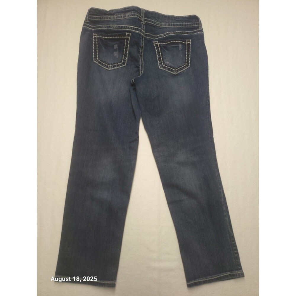 Maurices Thick Stitch Distressed Women's Straight Leg Blue Jeans ECU Size 11/12 - Picture 7 of 7